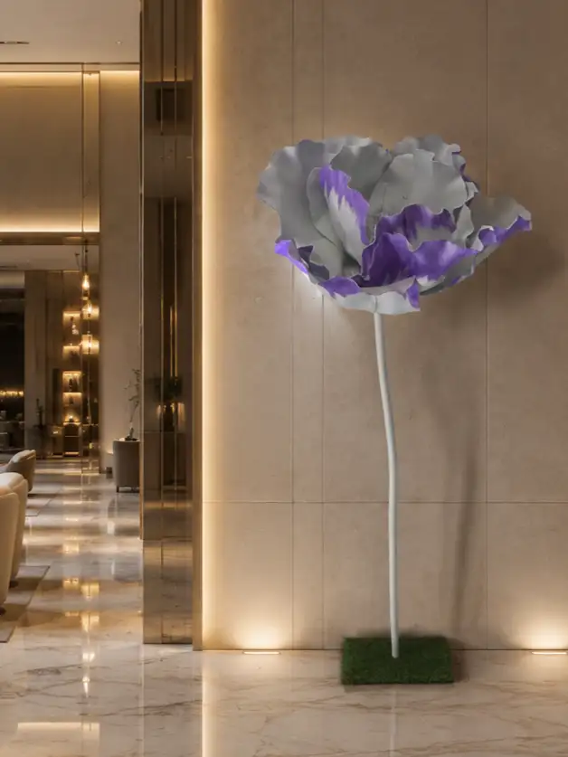 Sideralia Lobby di lusso con scultura floreale.2png