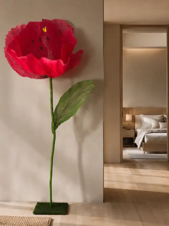 Tulipano rosso Interno moderno con fiore rosso gigante2